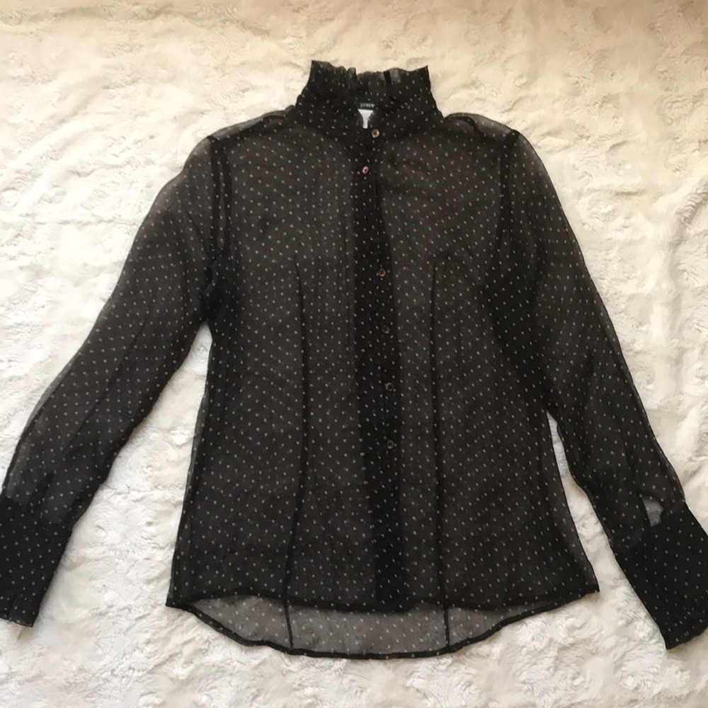 J.Crew hundred percent silk brown and cream blouse